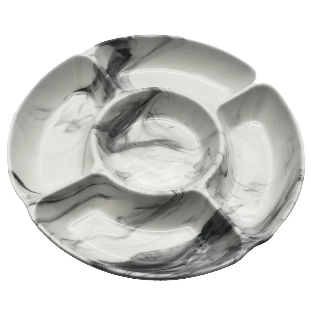 Chic‎ & Tonic The Polished Collection 8in Ceramic Sectional Marble Party Dish